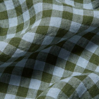 Colour Drench Gingham Linen Blend Fitted Sheet, Queen
