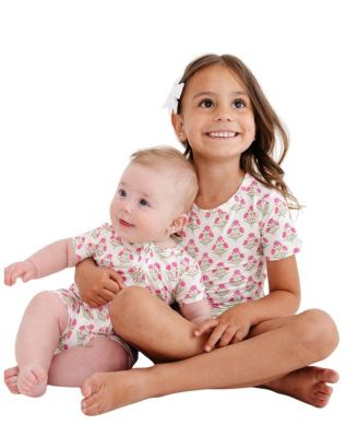  Girls' Pink Posy Pajama Set - Baby, Little Kid