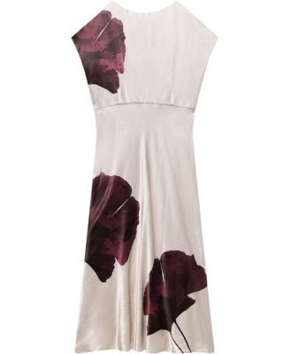 Women's Floral Print Satin Maxi Dress