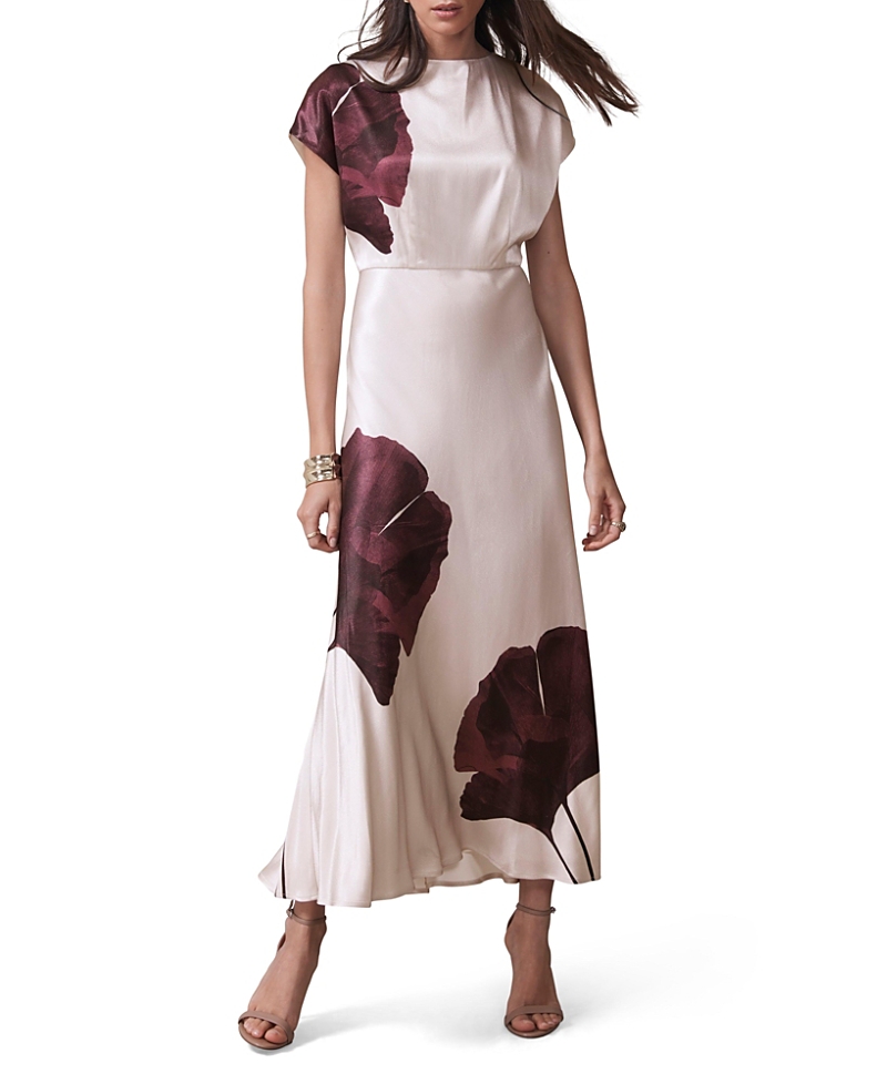 Mint Velvet Women's Floral Print Satin Maxi Dress In Burgundy