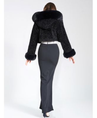 Kali Faux Fur Cropped Jacket with Hood