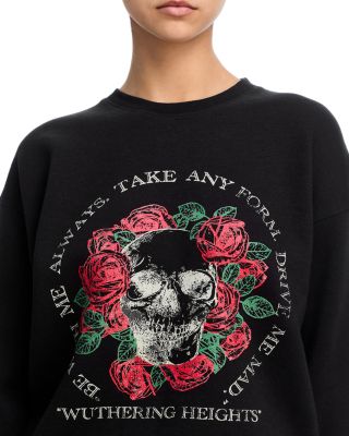 Rose Skull Crewneck Sweatshirt & Wide Leg Sweatpants
