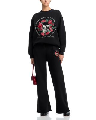 Rose Skull Wide Leg Sweatpants - Exclusive