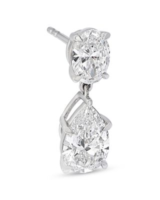 Luxe Collection Certified Lab Grown Diamond Oval & Pear Drop Earrings in 14K White Gold, 4.0 tcw