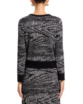 Abstract Animal Print Soft Knit Sweater