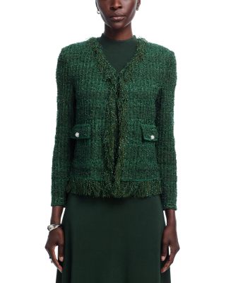 Eyelash Fringe Trim Knit Jacket