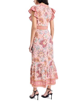 V Neck Flutter Sleeve Dress