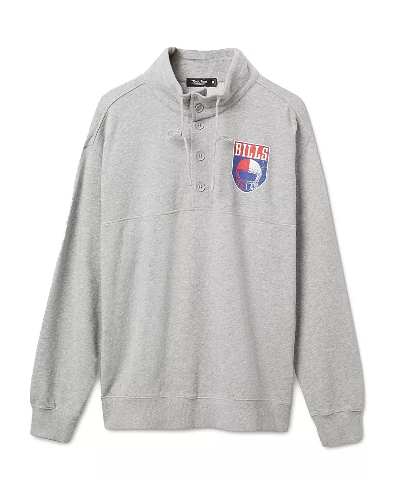 Junk Food Clothing Unisex Nfl Buffalo Bills Slant 1/4 Button Up Fleece