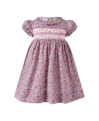  Girls' Floral Short Sleeves Smocked Dress and Bloomers - Baby