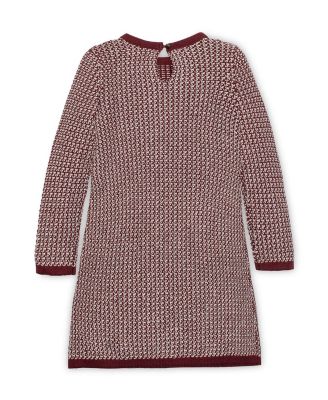  Girls' Organic Long Sleeve Bow Detail Tweed Sweater Dress - Little Kid, Big Kid