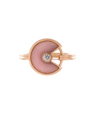  Amulette De Cartier Ring 18K Rose Gold with Diamond and Pink Opal