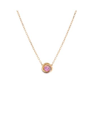  Trinity Diamond Pendant Necklace 18K Tricolor Gold and Pink Sapphire, 15.25 - 16.5"