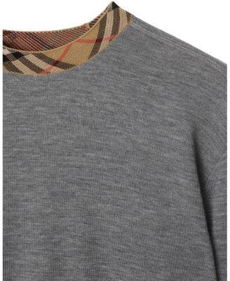 Check Trim Wool Sweater