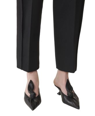 Women's Midnight Step Bow Leather Mule with Heel