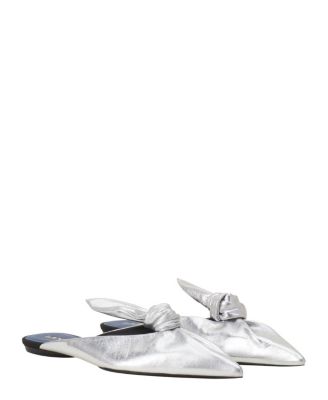Women's Midnight Step Bow Mule in Metallic Leather