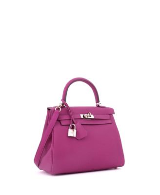 Kelly 25 Handbag Pink Togo with Palladium Hardware