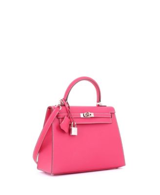 Kelly 25 Handbag Pink Epsom with Palladium Hardware