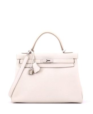 Kelly 32 Handbag Light Togo with Palladium Hardware