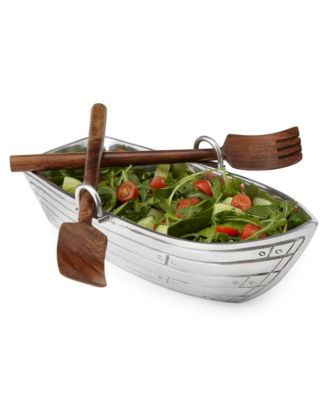  Row Boat Serving Bowl with Wood Serving Utensils