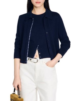 Dantes Striped Trim Wool Cardigan