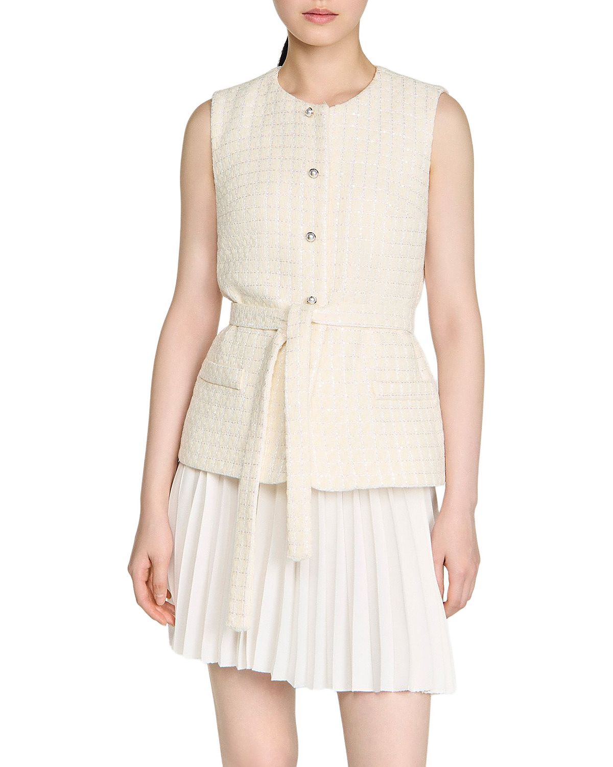Sandro Bloom Mixed Media Short Dress