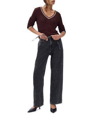 Phoebe Drawstring High Rise Wide Leg Jeans in Anglique