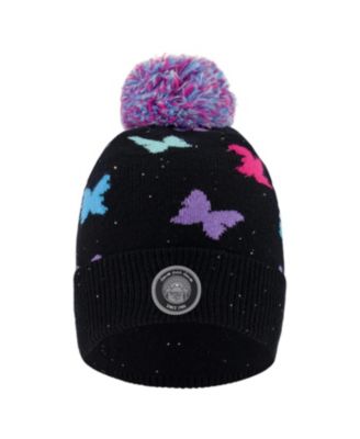 Girls' Lined Knit Butterfly Pompom Hat - Baby, Little Kid, Big Kid
