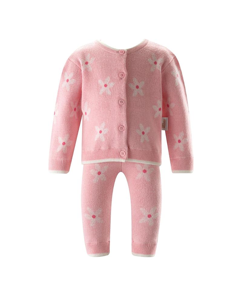 Rachel Riley Girls' Daisy Knit Cardigan and Leggings Set- Baby
