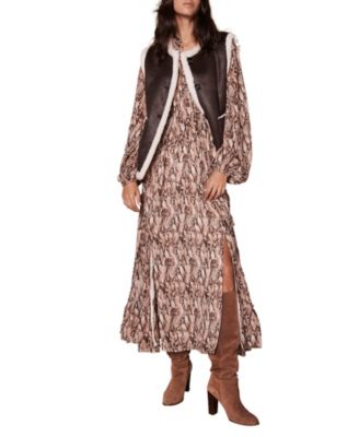  Women's Snake Print Midi Dress