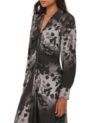  Women's Floral Print Midi Dress with a Collar