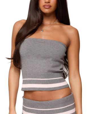 Edikted Kaliya Stripey Strapless Knit Top