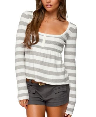 Lockie Striped Knit Babydoll Top