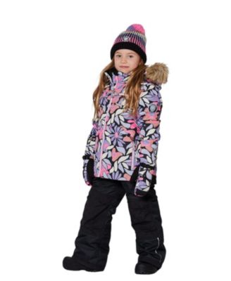  Girls' Two-Piece Play Snowsuit with Allover Print Jacket and Solid Pant - Big Kid