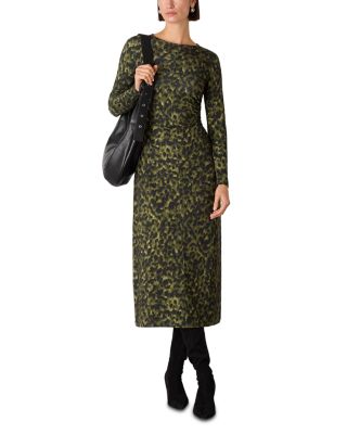 Animal Print Ruched Jersey Dress