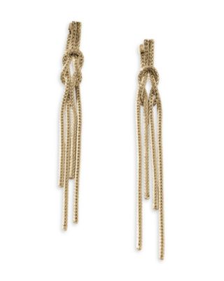 14K Yellow Gold Love Knot Chain Drop Earrings