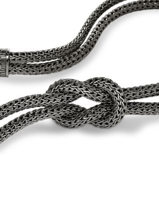 Dark Sterling Silver Love Knot Double Strand Necklace, 14"