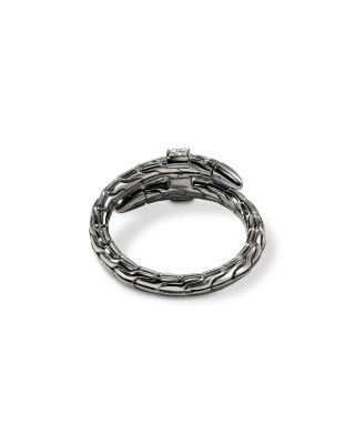 Dark Sterling Silver Spear Diamond Wrap Ring