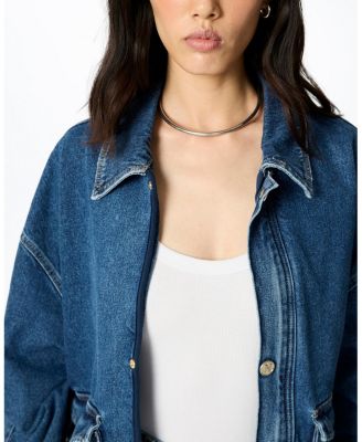  Multi Pocket Denim Jacket in Medium Blue