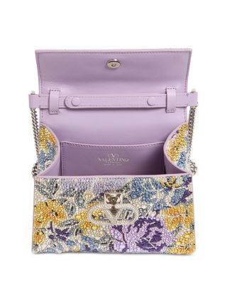 Mini VLogo Floral Crystal Top Handle Bag