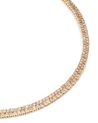 Luxe Collection Diamond Double Row Choker Tennis Necklace in 14K Yellow Gold, 8.50 tcw