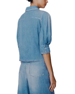 Denim Look Puffed Sleeve Shirt