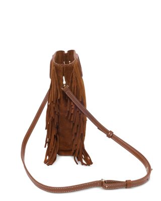 The M Fringed Brown Suede Crossbody Bag