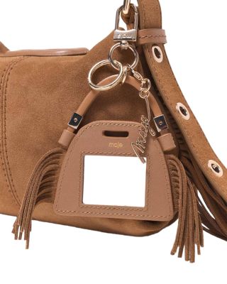 Miss M Fringed Suede Mini Mirror Bag Charm 