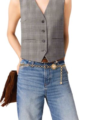 Women's Flower-Embellished Chain Belt