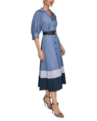 Colorblocked Belted Shirtdress