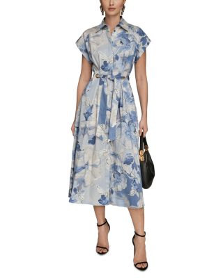 Tie Front Cap Sleeve Shirtdress