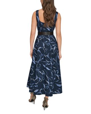 Belted Square Neck Dress