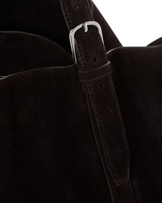Belted Suede Tote in Chocolate