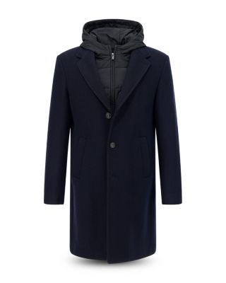 Single Breasted Jersey Coat with Removable Hooded Insert