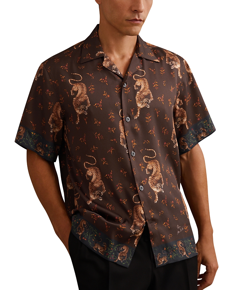Reiss Empire Short Sleeve Printed Cuban Shirt